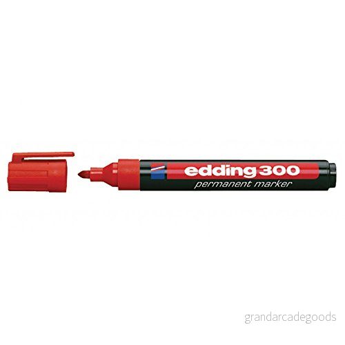 edding 300 permanentmarkörer röd 10 pennor rund spets 1,53 mm vattentät, snabbtorkande torkbeständig för kartong, plast, glas, trä, metall, glas 4004764062867
