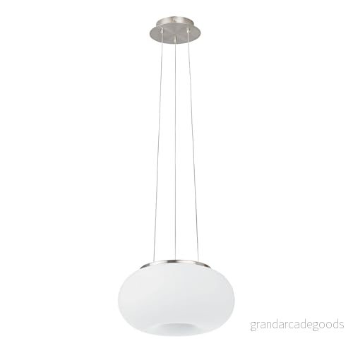 Eglo pendellampa Optica, hänglampa med 2 ljuskällor, av stål, färg: nickel matt, glas: opal matt vit, fattning: E27, Ø: 28 cm 9002759868130