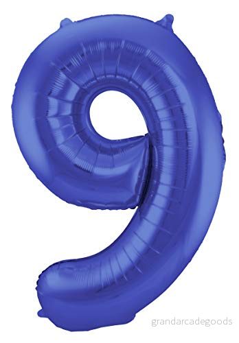 Folat Blå metallfolie ballong nummer 9 86cm 8714572659291