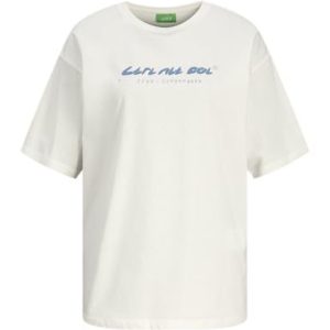JXPIPER Loose SS Tee JRS, Blanc De blanc/tryck: god dag, M 5715601011571