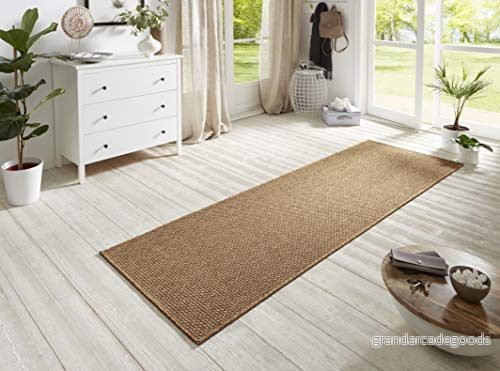 BT Carpet platt tyg löpare Nature 600, passar inomhus och utomhus (100% polypropylen, UV fuktbeständig, lämplig för golvvärme), finns i olika färger storlekar Natur 600 80x350 cm BRUN 4260659063320