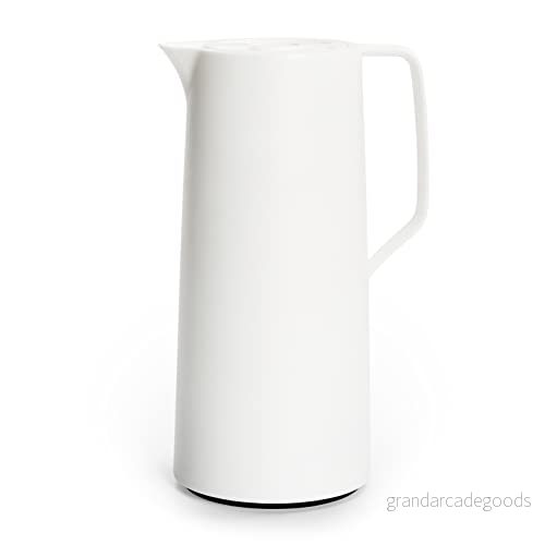 Emsa N41704 Motiv Vakuumkanna 1 liter Quick Press stängning 12 h värme, 24 kyla Glaskolv Tillverkad i Tyskland Nordisk design vit 4009049536859