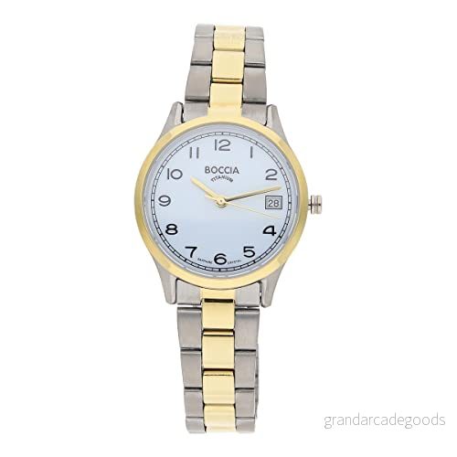 Boccia Damer analog kvartsur med titanarmband 3324 02, Guld/silver, Armband 4040066262741