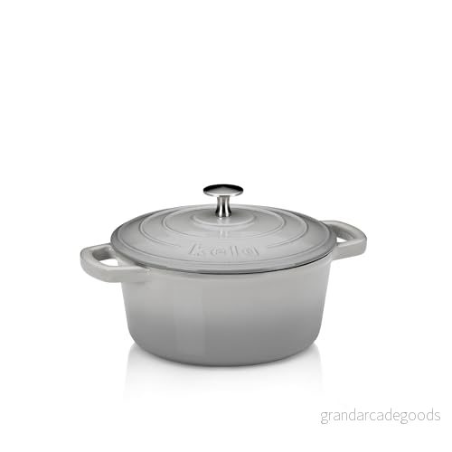 kela Calido, Ø 21 cm, 2,5 L, gjutjärn, ljusgrå, rund, allroundbotten, emaljerad, värmebeständig upp till 300 C, 12605 4025457126055