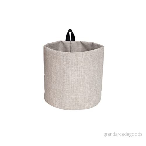 Bigso Box of Sweden Liten hängande korg rund väggkorg med ögla och i linneutseende förvaringslåda för upphängning eller av polyester kartong beige 7330061017178
