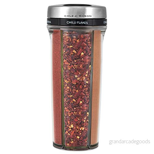 Cole & Mason H122115 Saunderton ört och kryddförvaring shaker kryddorganisatörer/örtorganiserare rostfritt stål/akryl kryddburk med lock kryddor ingår 2 års garanti 5011268834370