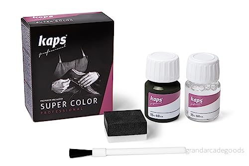 Kaps Dye Super Color + Preparera (25 ml vardera), Professionell läderfärg För Naturläder, Konstläder och Tyg, näring Reparation av Läderskor i Olika Färger (147 Grå lava) 5908226956291