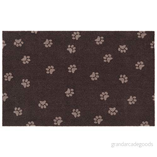 Hanse Home Pets Skålunderlägg matskålsunderlägg för hund hundfilt vattentät lättskött halkfri tass design inomhus och utomhus underlag hundskål brun, 50 x 80 cm 4260669874695