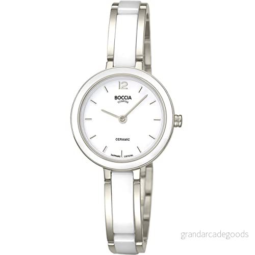 Boccia Analog Kvartsklocka Dam Klockor för Kvinnor med Titanarmband 333 01, Silver 4040066267838