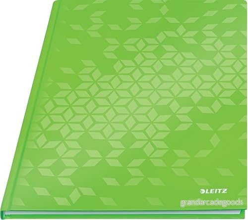Leitz WOW Anteckningsbok med hård pärm, A4, 80 ark, linjerad, vitt papper, 90 g/m2, grön, 46251054 4002432123353