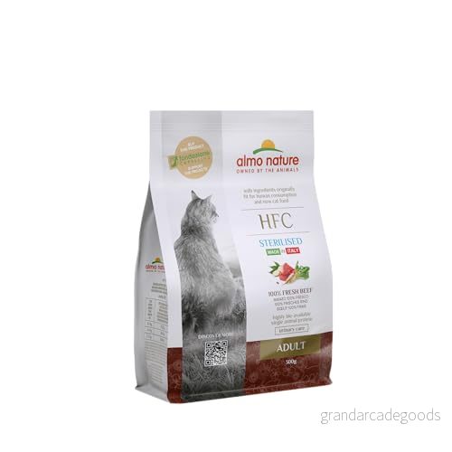Almo Nature HFC Adult Sterilized torrfoder för katter med färskt nötkött ursprungligen livsmedelskvalitet och används nu kattmat. 8001154002935