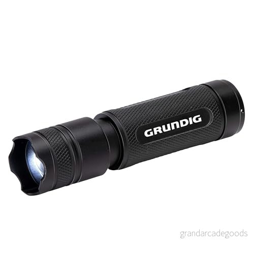 GRUNDIG LED ficklampa 120 lumen 3 W 140 m räckvidd ljuslägen: hög, låg, pulserande svart 8711252235462