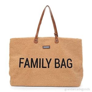 CHILDHOME, Family Bag, skötväska, resväska, weekendväska, stor kapacitet, löstagbar ficka ingår, Teddy beige 5420007158705