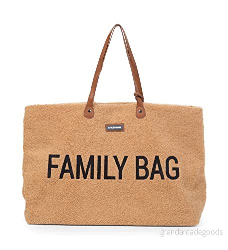 CHILDHOME, Family Bag, skötväska, resväska, weekendväska, stor kapacitet, löstagbar ficka ingår, Teddy beige 5420007158705