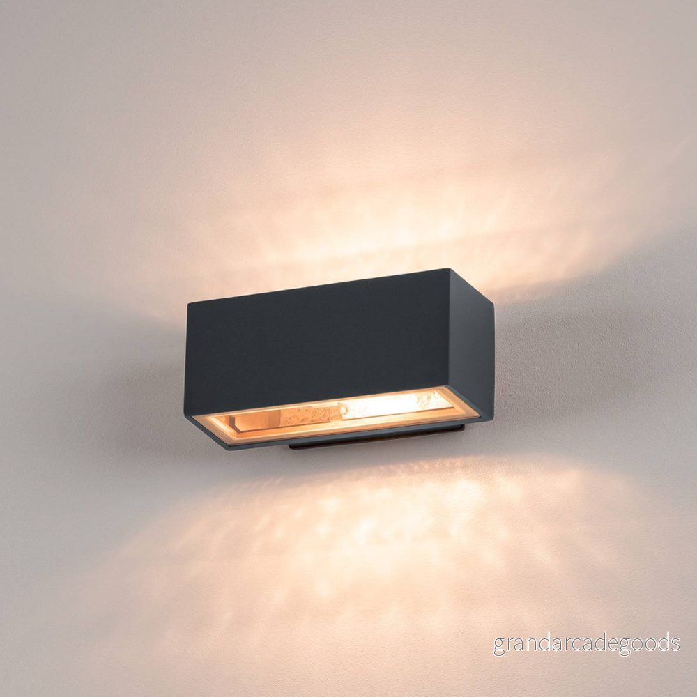 SLV vägglampa Box, antracit, aluminium, bredd 22 cm, upp/ner 4024163129343