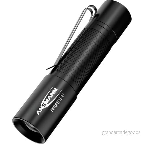 ANSMANN FUTURE T50F professionell LED ficklampa i svart ljus och liten utomhuslampa med steglös fokus & klämma perfekt för camping utomhus arbetslampa handlampa 60 lumen 4013674110865