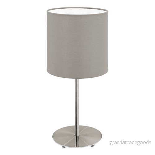 Eglo bord Pasteri, 1 glödlampa textilbord, sänglampa i metall silver och tyg taupe, E14 fattning, inkl. strömbrytare, H 27,5 cm, nickelmatt 9002759957261 Eglo bord Pasteri, 1 glödlampa textilbord, sänglampa i metall silver och tyg taupe, E14 fattning, inkl. strömbrytare, H 27,5 cm, nickelmatt 9002759957261