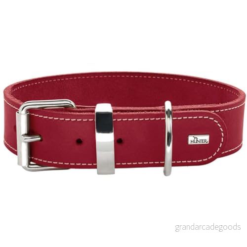 HUNTER AALBORG SPECIAL hundhalsband, läder, slitstark, bekväm, 45 (S), röd 4016739683663