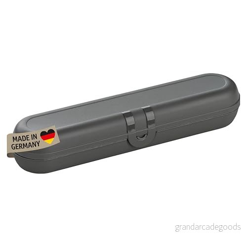 Koziol KLIKK ETUI besticklåda to go, fodral för resebestick, bestickväska, utomhusbesticklåda, campingbestick förpackning, återanvändbar, natur ash grey 4002942564844
