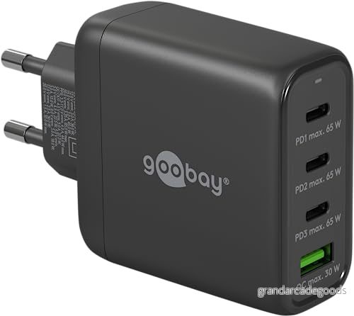 Goobay 64819 USB C PB multiport snabbladdare (68W) / 1x A 3X Ingång/med PD portar (Power Delivery) GAN/Kompatibel med iPhone, Samsung, Xiomi/Svart 4040849648199