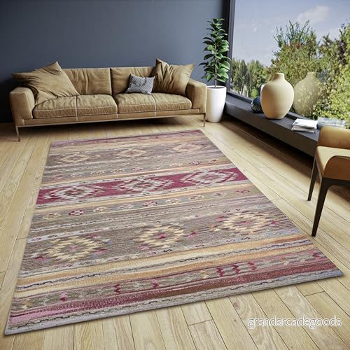 HANSE Home Necla bohomatta platt vävd boho stil, halkfri undersida, vintage geometriska mönster, högkvalitativt för vardagsrum, sovrum, matsal, hall flerfärger, 120 x 180 cm 4068226000590