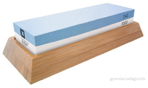 Amefa RICHARDSON SHEFFIELD Japansk Vattensten, Våt Bryne, Kornstorlek 240 (Grov)/1000 (Fin), Knivslip Med Bambu, Korund, Blå/Vit, Professionell Knivslipare 5013314715305
