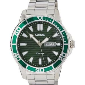 Lorus män analog kvartsur med metallarmband RH359AX9, Grön, Modern 4894138358692