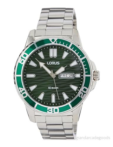 Lorus män analog kvartsur med metallarmband RH359AX9, Grön, Modern 4894138358692