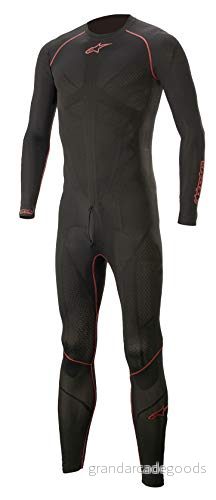 Alpinestars Ride Tech Lite 1 delat underkläder, motorcykelunderkläder för män och kvinnor, funktionella andas, hållbar, svart/röd, XL XXL 8059175199790