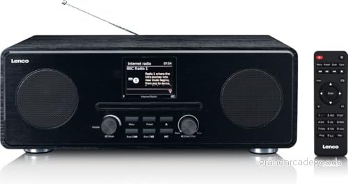 Lenco DIR 260 Internetradio DAB digital radio Bluetooth WLAN CD spelare 2,8 tum färgskärm AUX väckarklocka appkontroll via Undok 2 x 10 watt RMS svart 8711902043294