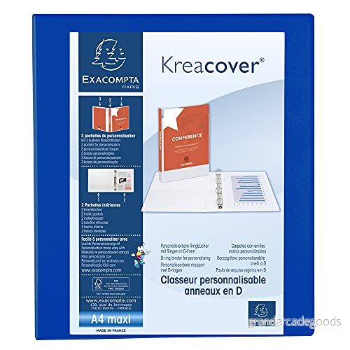 Exacompta 51842BE ringpärmkreacover av fast PP, 4 ringar 30 mm, rygg 38 DIN A4+, 1 st, blå 3130637518429