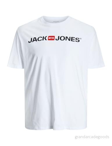Jack & Jones Pack 2 Plus Size Logo Tee Rund Hals Oversize, Vit, XXL 5714925571501