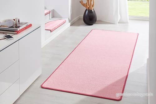 Hanse Home inomhatta Fancy vardagsrumsmatta enfärgad modern velourmatta för matsal, vardagsrum, barnrum, hall, sovrum, kök rosa, 80 x 200 cm 4260525250540