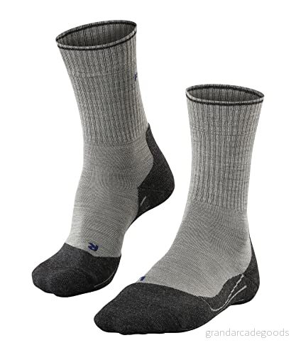 FALKE dam Vandringsstrumpor TK2 Explore Wool Silk W So ull funktionsmaterial tjock anti-blåsor 1 par, Grå Light Grey 3400, 37-38 4043874265119