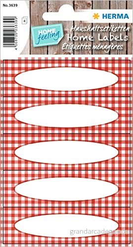 Herma inlagningsetiketter för marmelad 76 x 23 mm Rot kariert 4008705036399