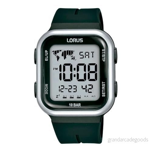 Lorus män digital kvarts klocka med silikonarmband R2351PX9, svart, Rem 4894138359576