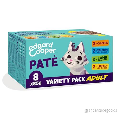 Edgard & Cooper Naturlig färsk köttpate för katter Flerpack Kyckling/Lax/Lamm/Turkiet 85g (8 pack) Naturliga ingredienser, utsökt färskt kött och 0% tillsatt socker 5407009642166