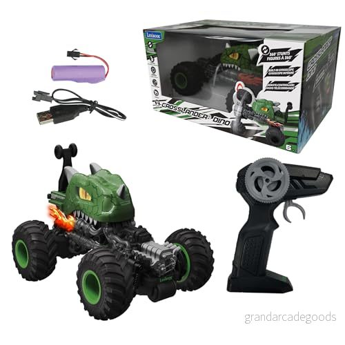 Lexibook, Crosslander® Dino, Fjärrstyrd dinosauriebil, upp till 10 km/h, galna stunts, pitching, integrerat gyroskop, ljuseffekter, uppladdningsbar, RC59D 3380743096858