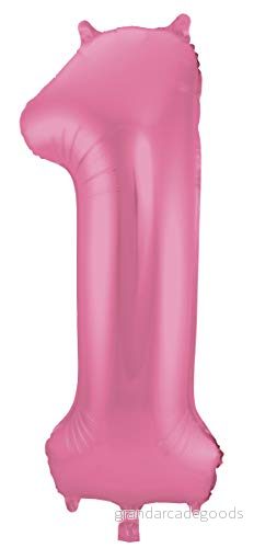 Folat Pink Metallic Matte Folie Balloon Number 1 86cm 8714572659017