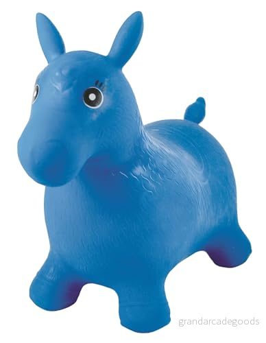Lexibook, Uppblåsbar hopphäst, Manuell pump ingår, Säker och tålig plast, Blå, BG050 3380743069814
