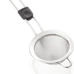 Leifheit ProLine Kökssil Ø 7, 5 cm serie, finmaskig nudelsil av högkvalitativt rostfritt stål, sil med praktisk upphängningsögla och handtag tumfördjupning, hushållssil, silver 4006501214348