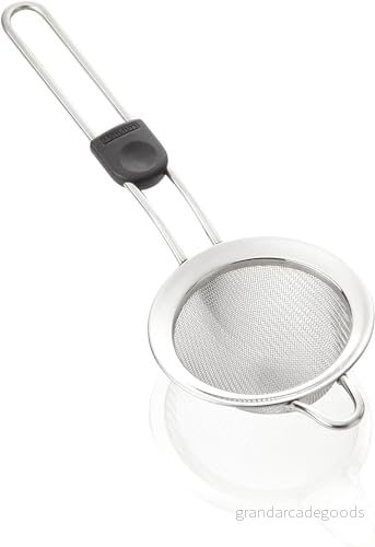 Leifheit ProLine Kökssil Ø 7, 5 cm serie, finmaskig nudelsil av högkvalitativt rostfritt stål, sil med praktisk upphängningsögla och handtag tumfördjupning, hushållssil, silver 4006501214348