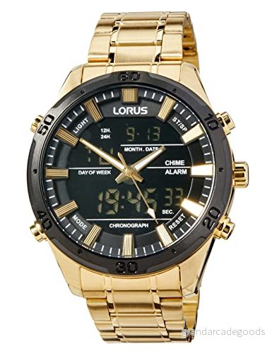 Lorus Män analog digital kvartsklocka med metallarmband RW646AX9, Guld, Armband 4894138353789