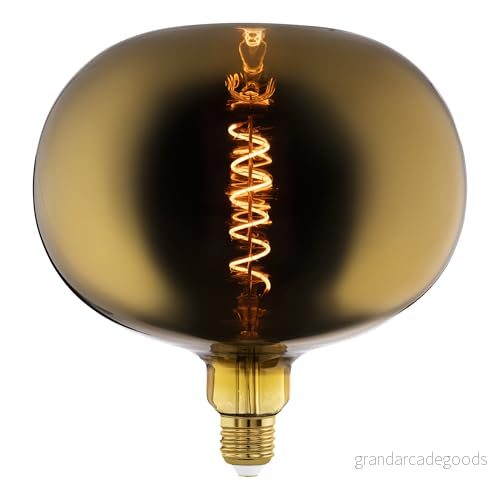 EGLO E27 LED lampa dimbar, äppelformad glödlampa i stor storlek med spiralfilament, extra gyllene vintage retrodesign, 4 Watt, 40 Lumen, varmvit, 1900 K, Ø 22 cm 9008606228294