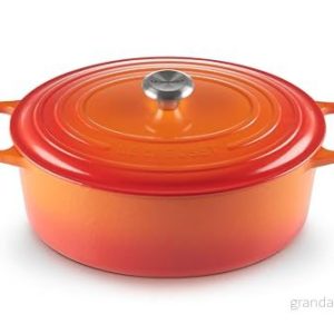 Le Creuset Signature gjutjärnspanna med lock, Ø 33 cm, oval, lämplig för alla typer av spisar och induktion, volym: 7,5 l, 6,595 kg, ugnsröd 24147265016 Le Creuset Signature gjutjärnspanna med lock, Ø 33 cm, oval, lämplig för alla typer av spisar och induktion, volym: 7,5 l, 6,595 kg, ugnsröd 24147265016