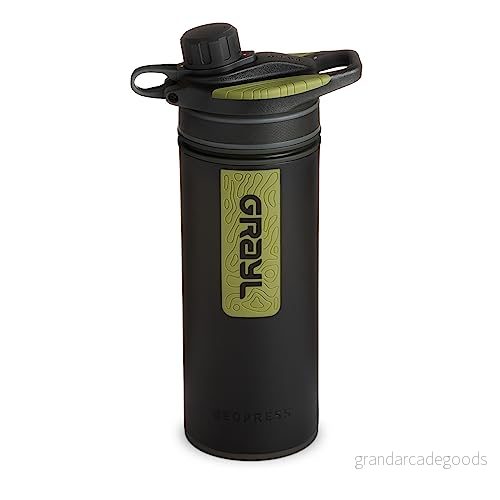 GRAYL GeoPress 710 ml utomhus vattenfilter dricksvatten I Eliminerar 99,99% av alla bakterier och virus Perfekt för camping, överlevnad resor (svart kamoufla) 850039309076