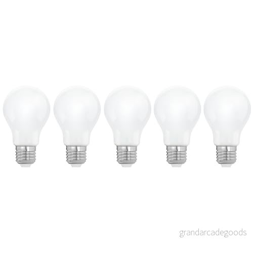 EGLO 5 pack E27 LED lampor, mjölkiga, 806 lumen, 7 W (motsv 60 W), varmvit 2700 K, opalvita, A60 glödlampa Ø 6 cm 9008606281541