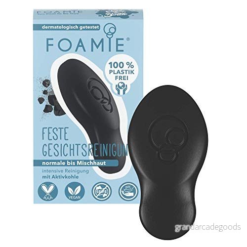 Foamie Fast ansiktsrengöring, oren hud med klargörande aktivt kol och terädolja, ansiktsvård peeling effekt, ansiktsskrubb 100% vegan, plastfri, 60 g 4063528005274