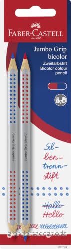 Faber Castell 201734 Jumbo Grip tvåfärgspenna, 2 pennor, röd och blå 4005402017348