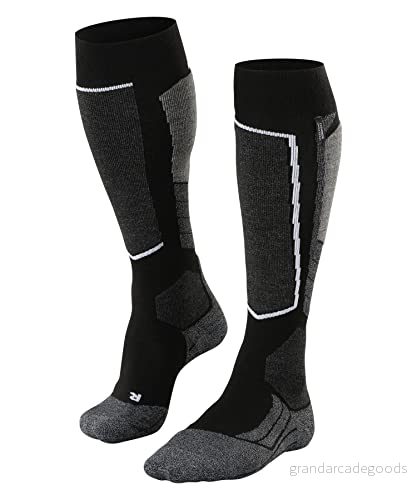FALKE Herr SK2 kashmir skidstrumpor svart vit tjocka förstärkta utan mönster med medelstark stoppning knähög mjuka varma för skidåkning 1 par 4043876929897